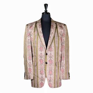 Mens Jacquard Floral Blazer 42R Green Pink Beige Sport Coat Wedding Party Jacket
